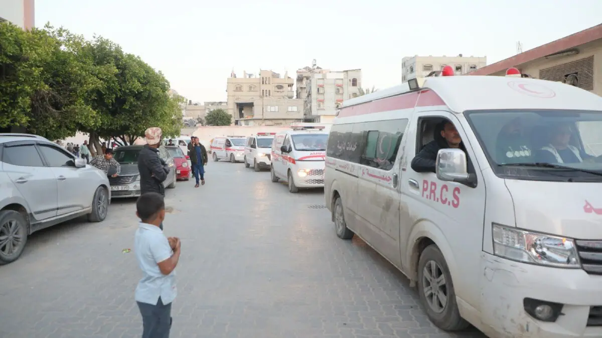 Despedida de los ocho paramédicos de la Media Luna Roja asesinados / @PalestineRCS