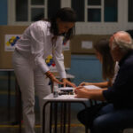 María Corina Machado votando en el colegio Elena de Bueno, Los Chorros, estado Miranda