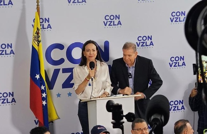 Rueda De Prensa De Maria Corina Machado Y Edmundo Gonzalez Donde Se Oponen A Los Resultados Electorales Dictados Por El Cne