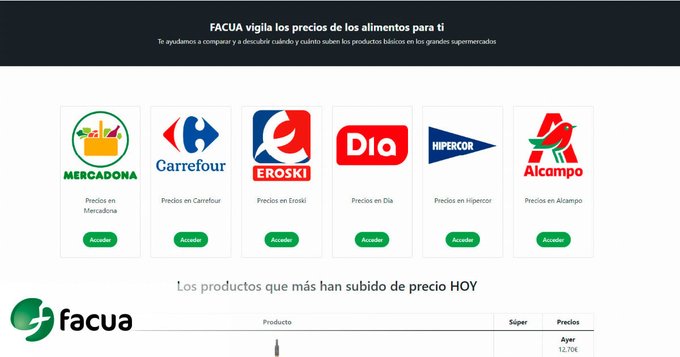 FACUA lanza una herramienta para monitorear los precios en supermercados