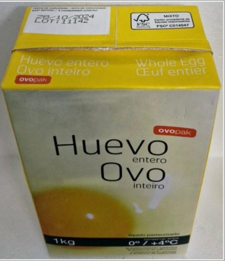 Alerta por presencia de salmonella en huevo líquido pasteurizado