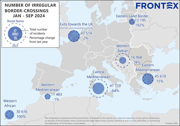 Rutas Migratorias Frontex Enero Septiembre 2024